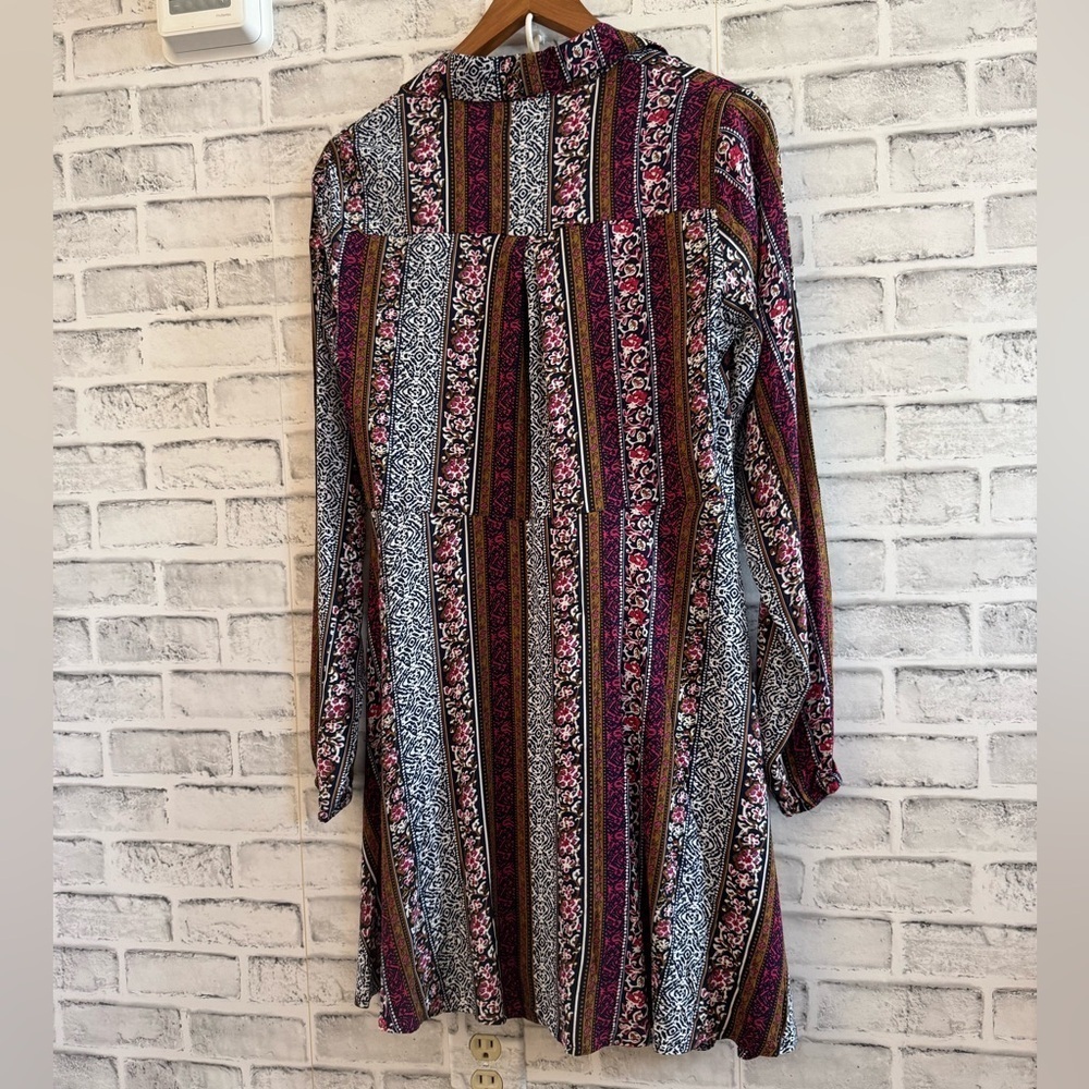 NWT! Women’s Natural Life long sleeve collared knee length boho shirt dress XS - Picture 2 of 5